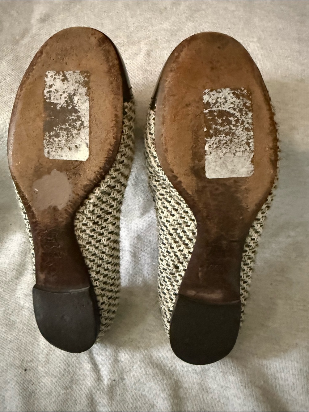 Tory Burch Tweed Ballet Flats with Gold Logo - Black & Cream - Picture 4 of 4